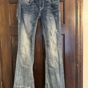 Rock Revival Distressed Blue Flare Jeans